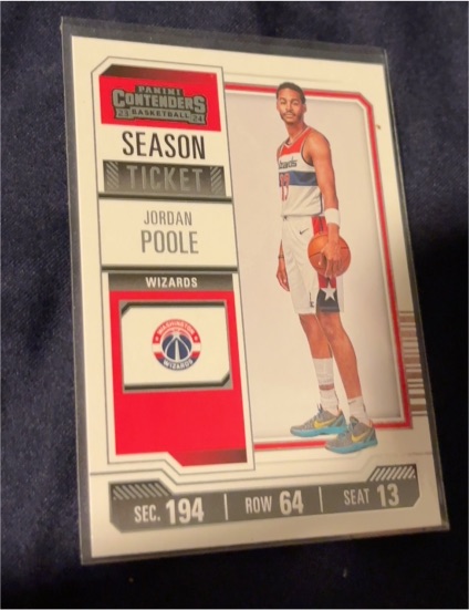2023-24 Panini Contenders #21 Jordan Poole Washington Wizards Season Ticket — front