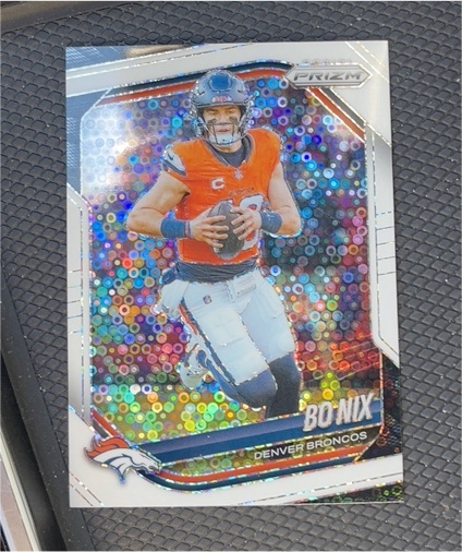 2025 Panini Prizm #142 Bo Nix White Disco Prizm Denver Broncos — front