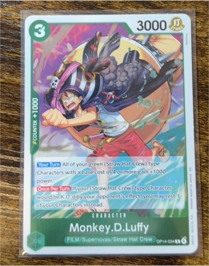 One Piece TCG OP14-034 Monkey.D.Luffy The Azure Sea's Seven — front