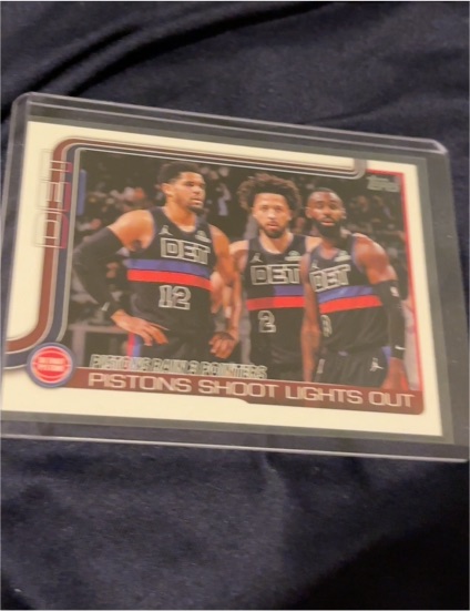 2025-26 Topps #279 Pistons Shoot Lights Out Cade Cunningham Tobias Harris Tim Hardaway Jr. — front