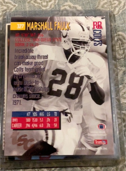 1993 Stadium Club #327 Marshall Faulk — front