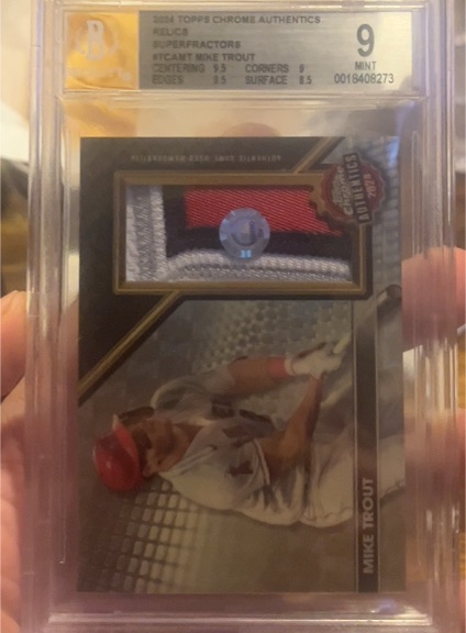 2024 Topps Chrome Authentics Relics Superfractors #TCA-MT Mike Trout — front