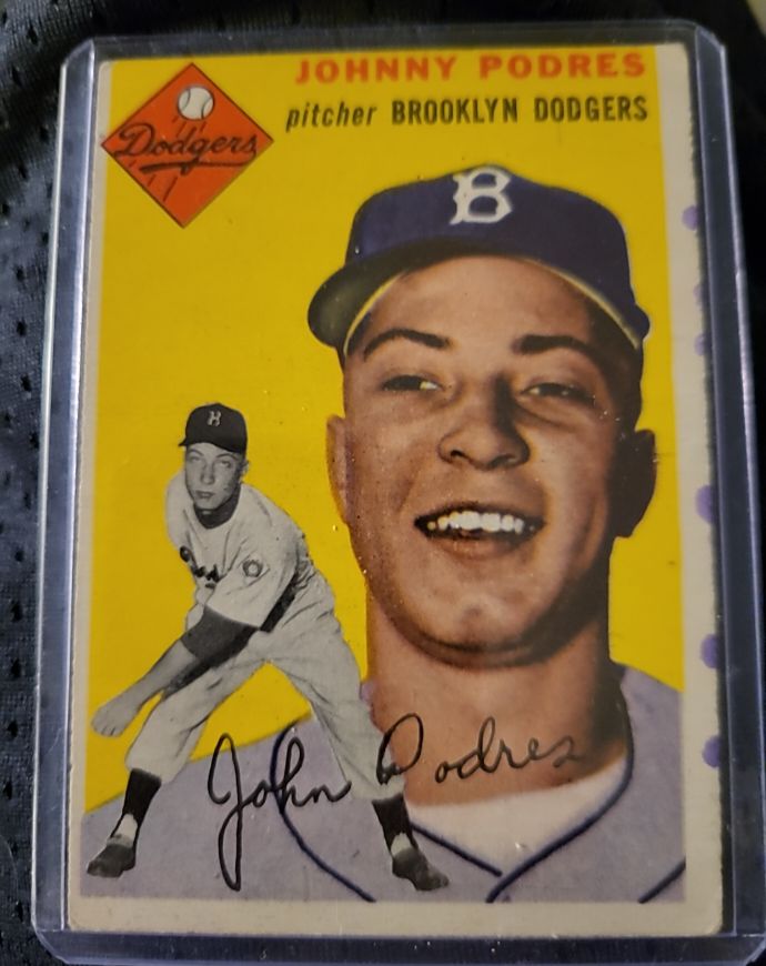 1954 Topps #166 Johnny Podres Brooklyn Dodgers — front