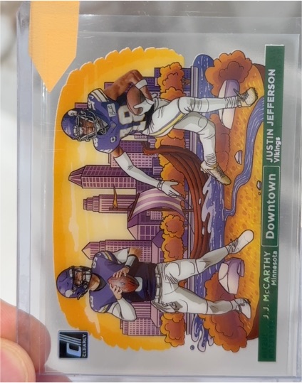 2024 Panini Donruss Optic Downtown Duos #9 J.J. McCarthy/Justin Jefferson — front