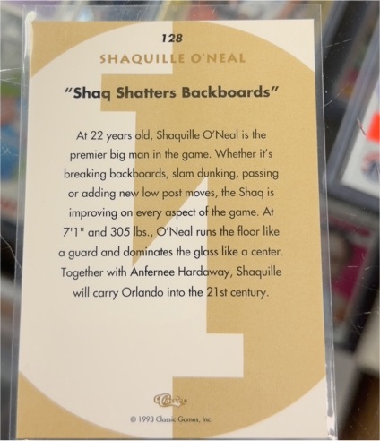 1993 Classic Games #128 Shaquille O'Neal — front