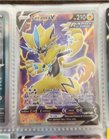 2021 Pokémon Sword & Shield Chilling Reign #165 Zeraora V — front