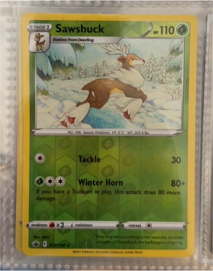 2021 Pokémon SWSH06: Chilling Reign #012 Sawsbuck — front