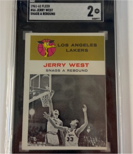 1961 Fleer #66 Jerry West Snags A Rebound — front