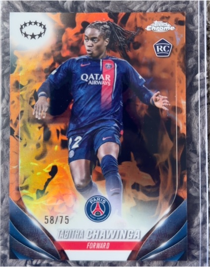 2023-24 Topps Chrome UEFA Women's Champions League #58/75 Tabitha Chawinga Inferno Refractor — front