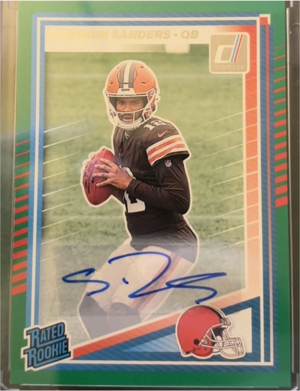 2025 Donruss #306 Shedeur Sanders Press Proofs Green — front