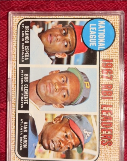 1968 Topps #3 National League 1967 RBI Leaders Cepeda Clemente Aaron — front