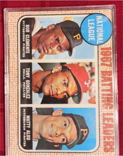 1968 Topps #1 National League Batting Leaders Roberto Clemente / Tony Gonzalez / Matty Alou — front
