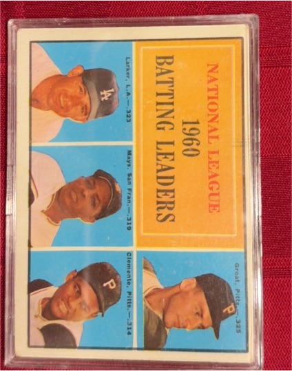 1961 Topps #41 NL Batting Leaders Dick Groat Norm Larker Willie Mays Roberto Clemente — front