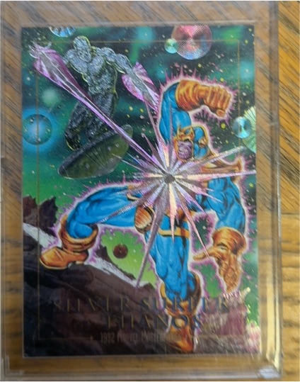 1992 SkyBox Marvel Masterpieces Battle Spectra #2-D Silver Surfer vs Thanos — front