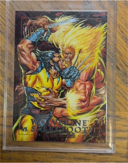 1992 SkyBox Marvel Masterpieces #3-D Wolverine vs Sabretooth — front