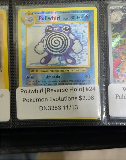 1999 Pokémon Evolutions #24 Poliwhirl Reverse Holo — front