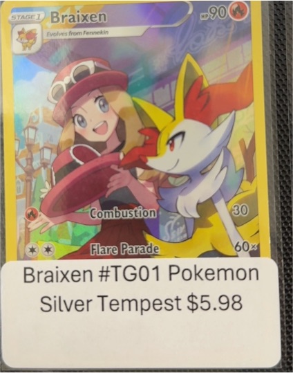 2022 Pokemon SWSH Silver Tempest Trainer Gallery #TG01 Braixen — front