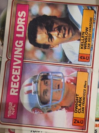 1983 Topps #203 Receiving Leaders Dwight Clark/Kellen Winslow — front