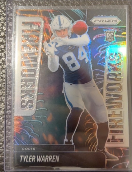 2025 Panini Prizm #12 Tyler Warren Fireworks Rookie Card — front