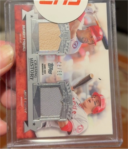 2012 Topps A Piece of History #CH-AT Albert Pujols & Mike Trout Dual Patch — front