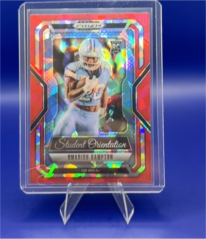 2025 Panini Prizm Draft Picks #13 Omarion Hampton Student Orientation Gold Ice — front