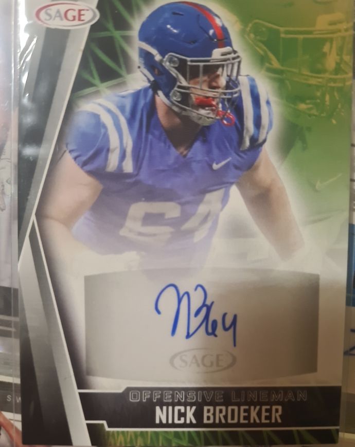 2022 SAGE HIT Autographs Black #A-NB Nick Broeker — front