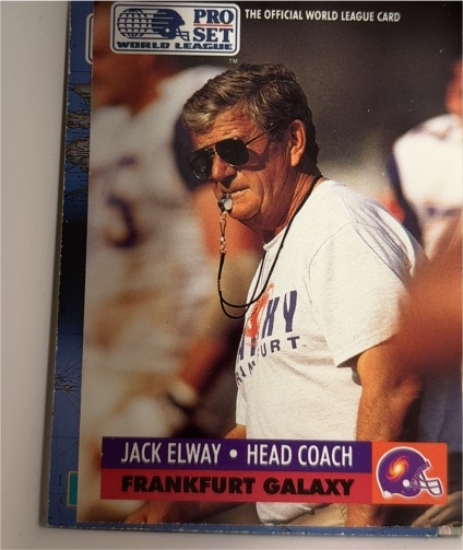 1991 Pro Set WLAF #9 Jack Elway — front