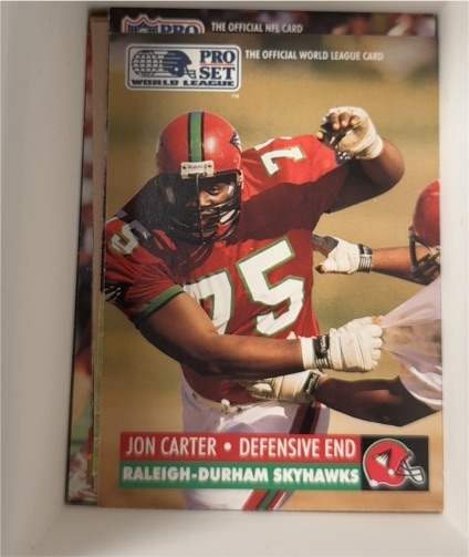 1991 Pro Set WLAF #25 Jon Carter — front