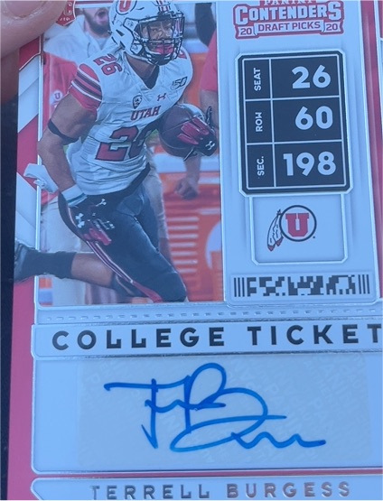 2020 Panini Contenders Draft Picks College Ticket Terrell Burgess — front