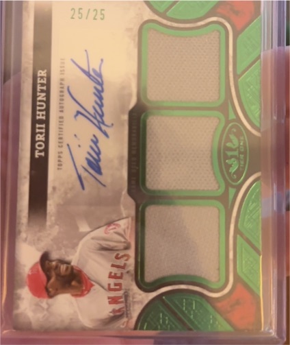 2025 Topps Tier One #AT1R-TOH Torii Hunter Tier One Auto Relics Green Triple — front