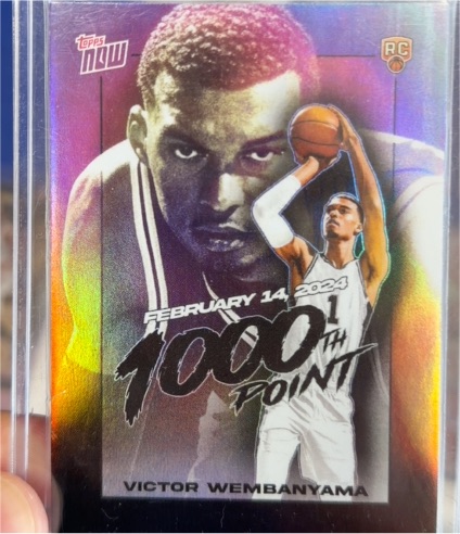 2023-24 Topps Now #VW-1 Victor Wembanyama 1000th Point Rookie Card — front