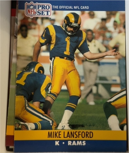1990 Pro Set #552 Mike Lansford Los Angeles Rams — front