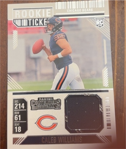 2024 Panini Contenders #RTS-CWS Caleb Williams Rookie Ticket Swatches — front