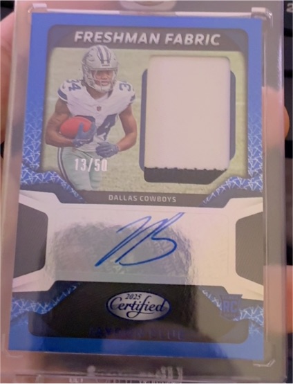 2025 Panini Certified Freshman Fabric #FBC Dallas Cowboys — front