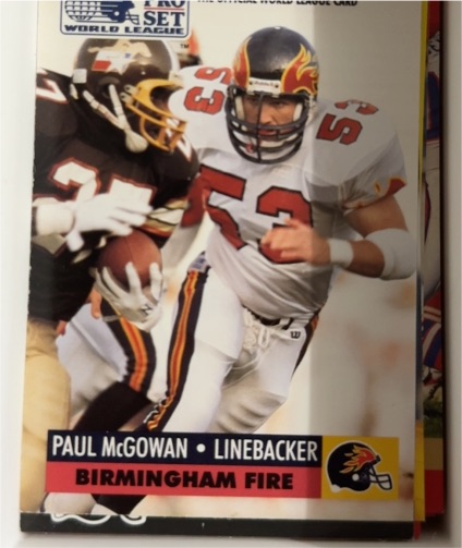 1991 Pro Set #7 Paul McGowan Birmingham Fire — front