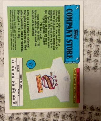 1989 Topps #NNO Topps Company Store T-Shirt Offer — front