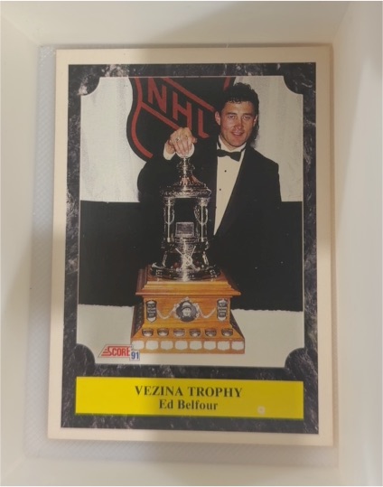 1991-92 Score #321 Ed Belfour Vezina Trophy — front
