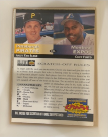 1994 Upper Deck Collector's Choice Scratch-Off #NNO Andy Van Slyke vs. Cliff Floyd — front