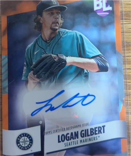 2024 Topps Big League Electric Orange Foil Autograph #BEO-LG Logan Gilbert — front