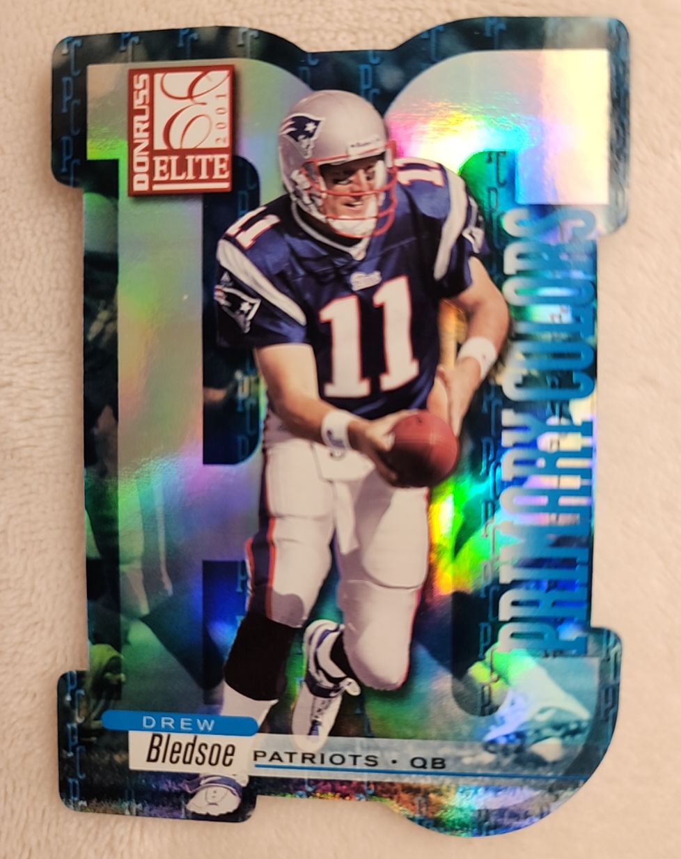 2001 Donruss Elite Primary Colors Die-Cut #PC11 Drew Bledsoe — front
