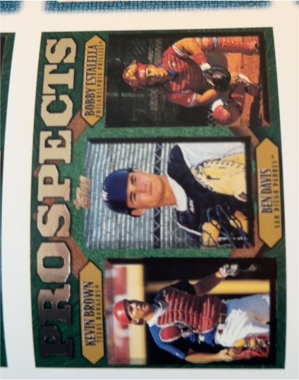 1997 Topps #205 Kevin Brown / Ben Davis / Bobby Estalella — front