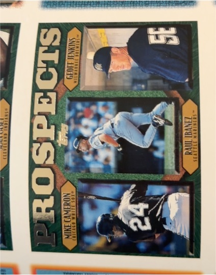 1997 Topps #201 Mike Cameron / Raul Ibanez / Geoff Jenkins PROS — front