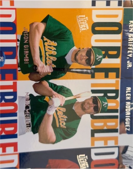 1997 Fleer Ultra #8 Mark McGwire / Jason Giambi Double Trouble — front