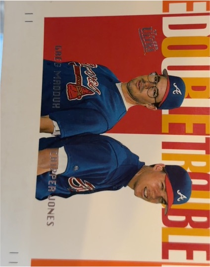 1997 Fleer Ultra #11 Greg Maddux / Chipper Jones Double Trouble — front