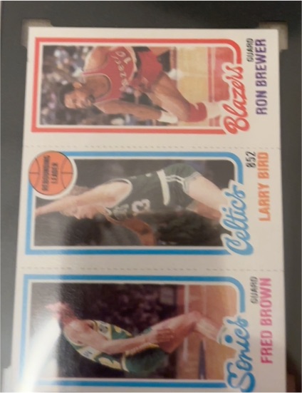 1980-81 Topps #198-31-228 Fred Brown / Larry Bird / Ron Brewer — front