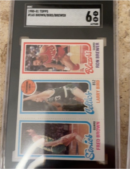 1980-81 Topps #198-31-228 Fred Brown / Larry Bird / Ron Brewer — front