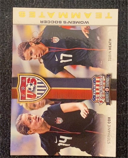 2012 Panini Americana Heroes & Legends #9 Tobin Heath / Stephanie Cox — front