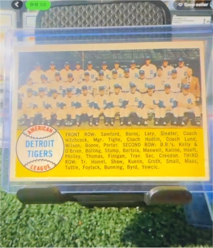 1958 Topps #397 Detroit Tigers Team Card — front
