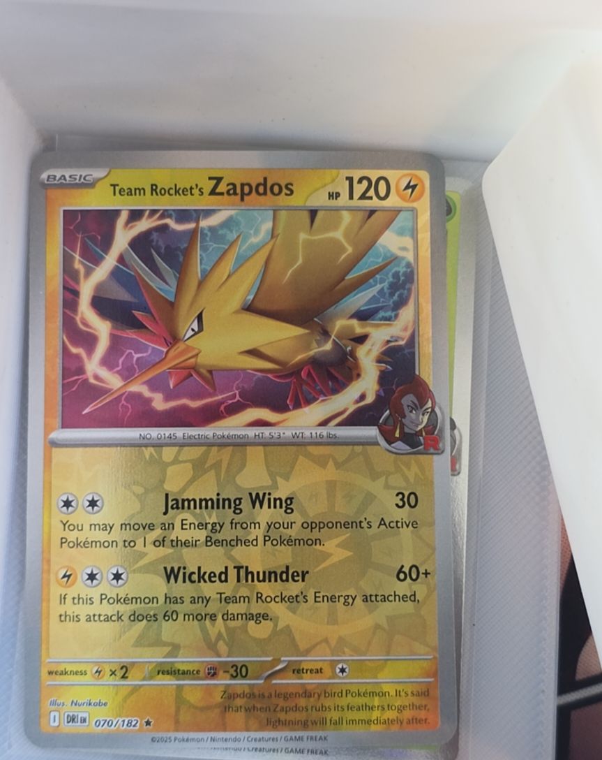 2025 Pokemon Destined Rivals #070 Team Rocket's Zapdos — front