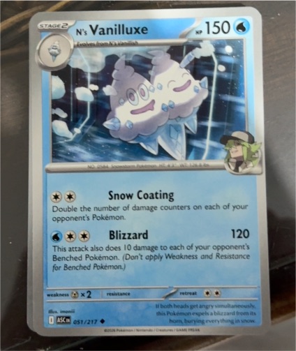 2019 ME: Ascended Heroes #051 N's Vanilluxe — front